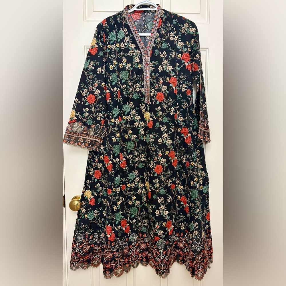 Cotton 3 piece outfit Pakistani/Indian Kurta Pants & Dupatta